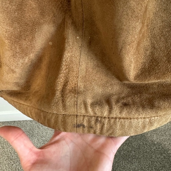 VTG LP Uomo Leather Sherpa Lined Suede Jacket Men Large Tan Western Barn Chore - Picture 9 of 14